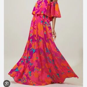 Sugarlips Pink Asymmetrical Tiered Maxi Dress